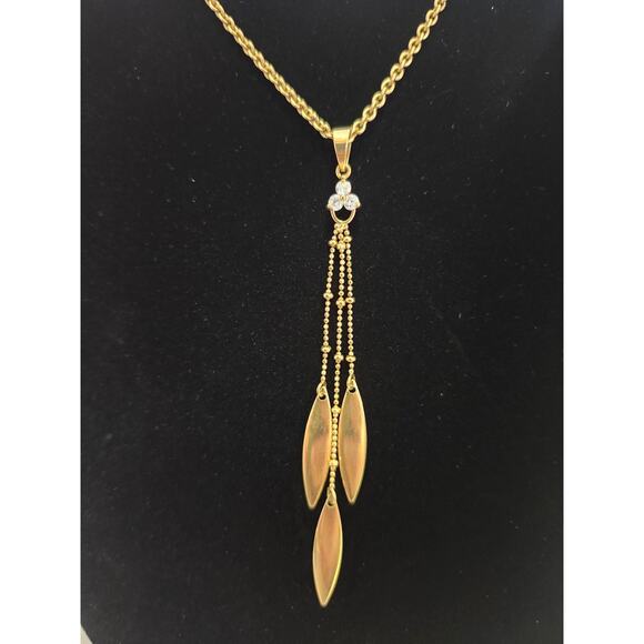 Cookie lee Goldtone dangle necklace 17" costume rhinestone - Picture 2 of 7